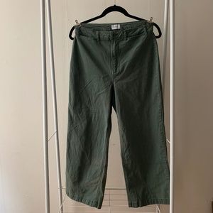 Green Cropped Wide Leg Pants